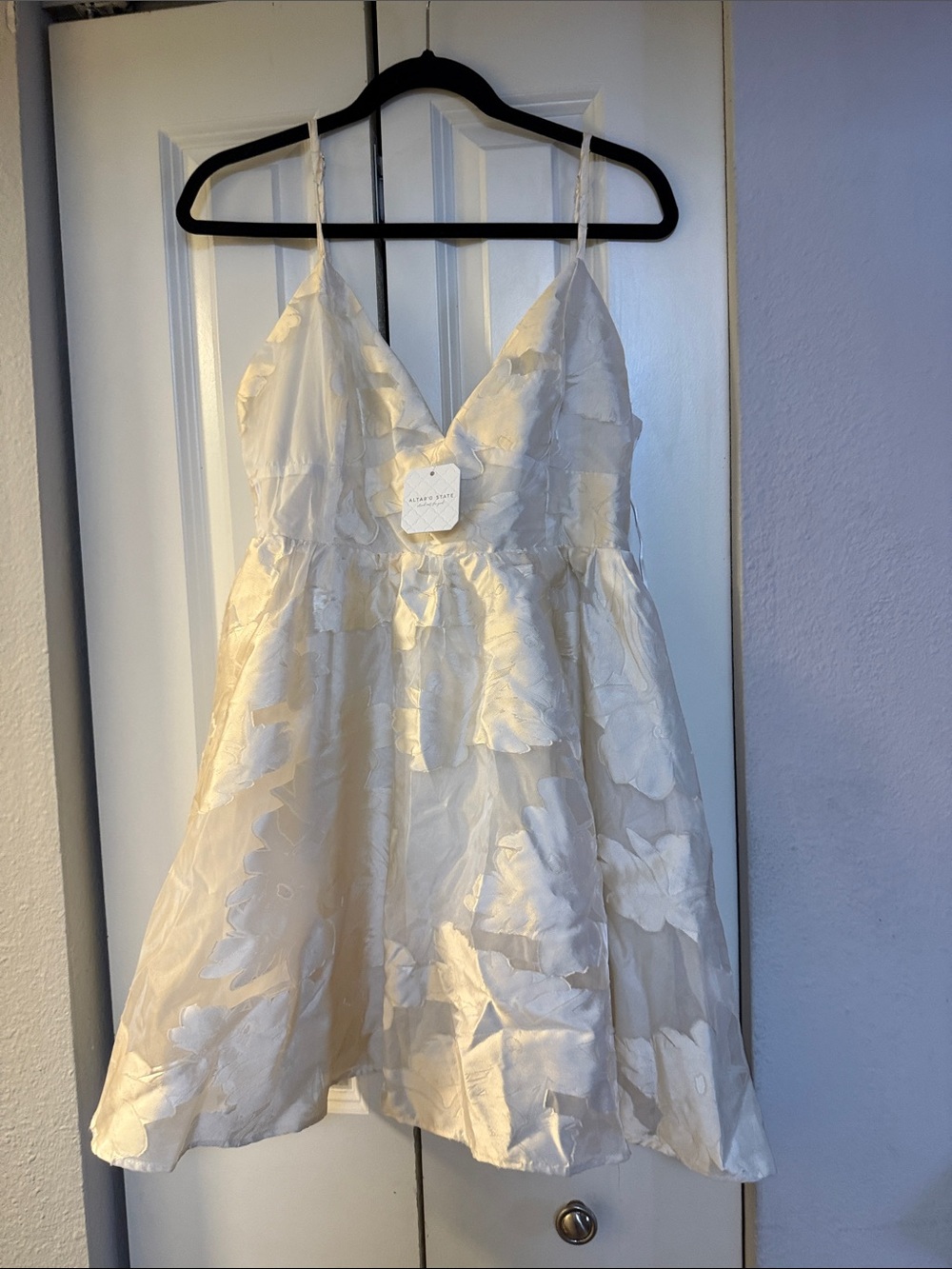 Altar'd State Ivory Floral Strap Spaghetti Party Dress